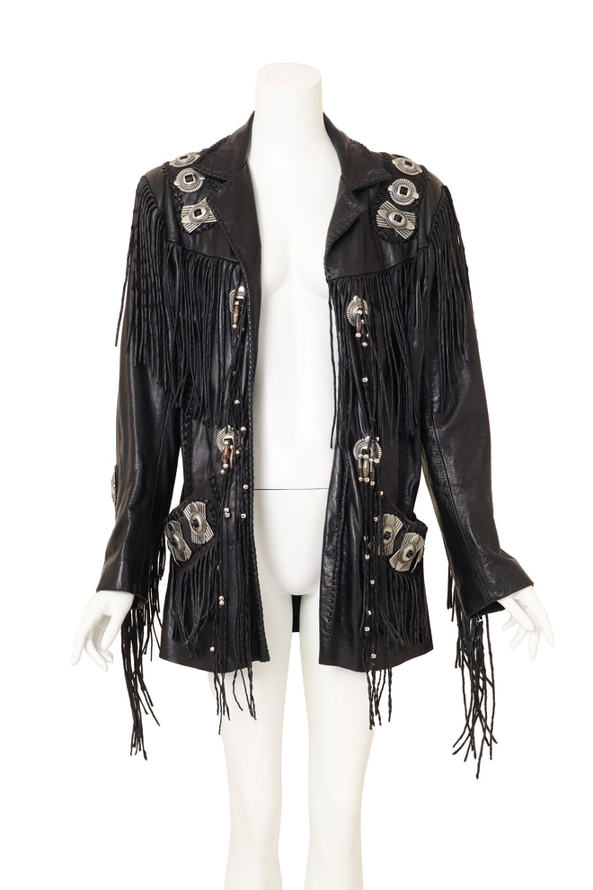 Vintage Arturo Concho Fringe Leather Jacket on mannequin @ Recess LA