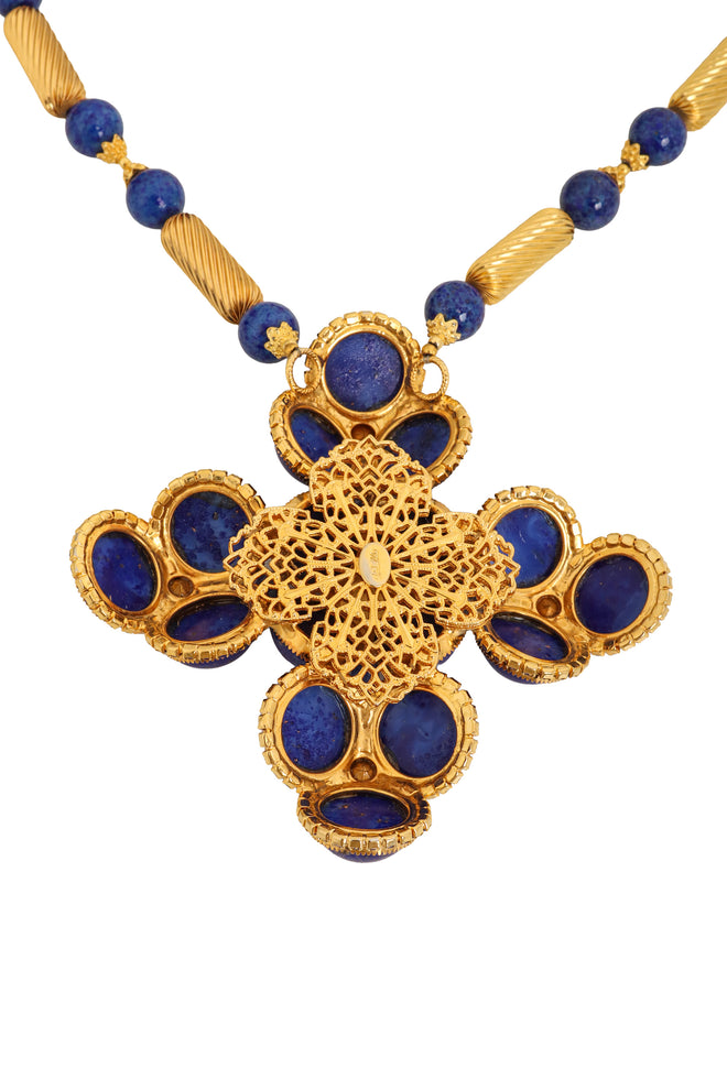 Lapis Maltese Cross Necklace by William De Lillo back @ Recess LA
