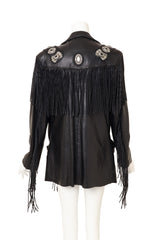 Vintage Arturo Concho Fringe Leather Jacket on mannequin back @ Recess LA
