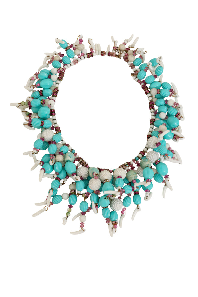 Coral Bead Cluster Necklace @ Recess LA