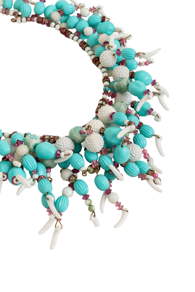 Coral Bead Cluster Necklace close @ Recess LA