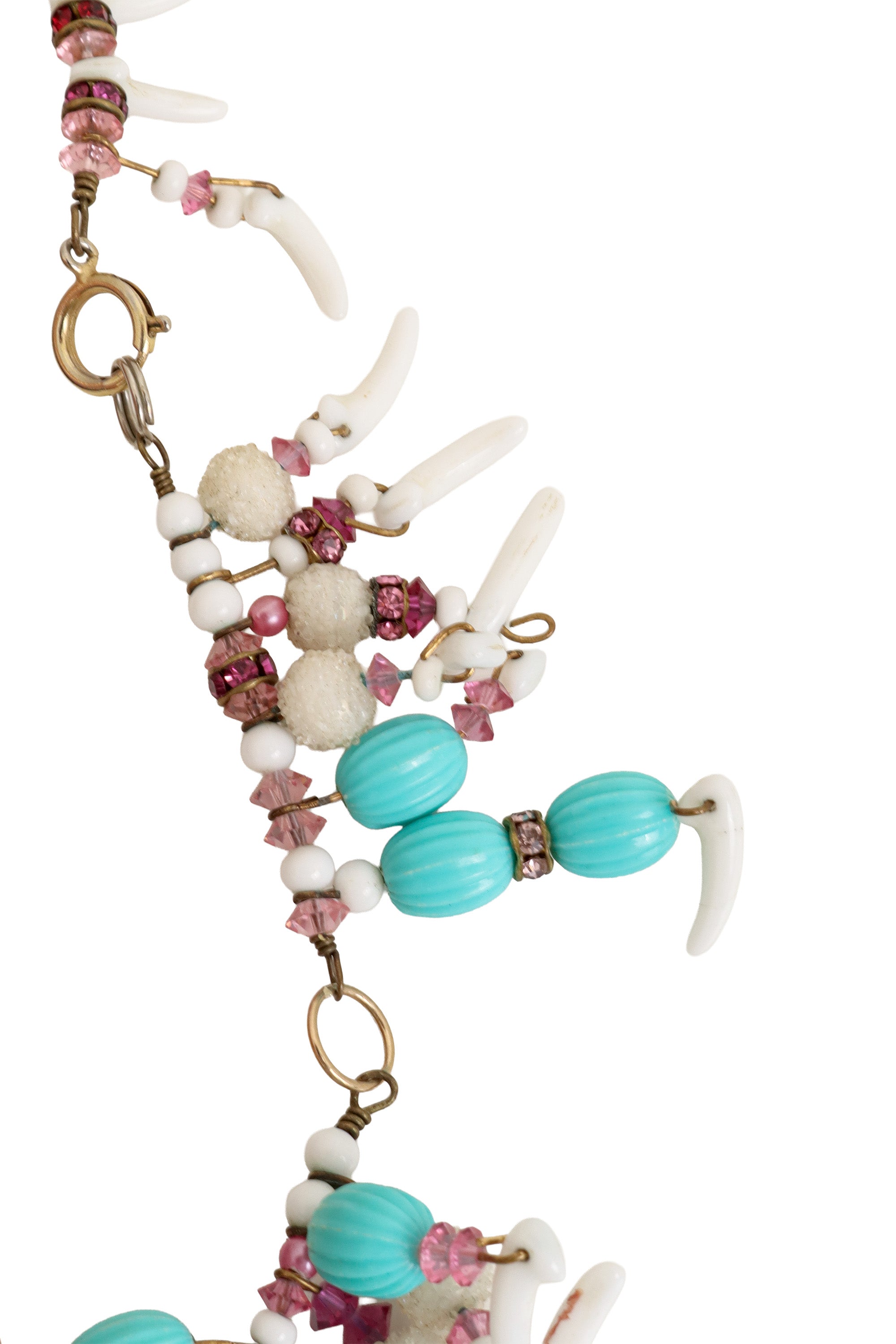 Coral Bead Cluster Necklace clasp @ Recess LA