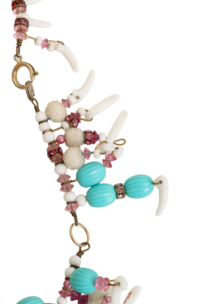 Coral Bead Cluster Necklace clasp @ Recess LA
