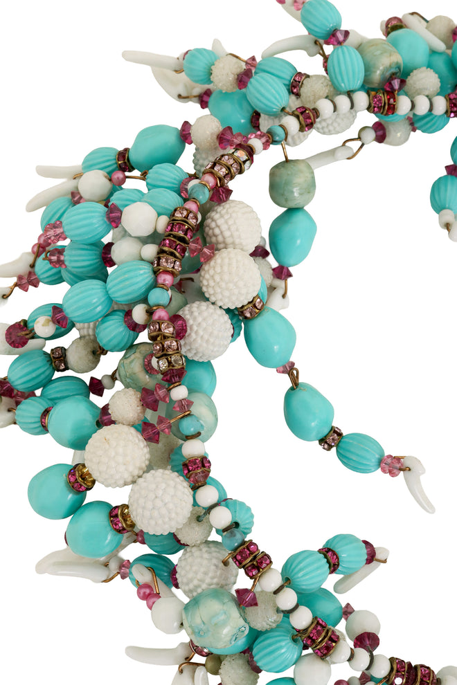 Coral Bead Cluster Necklace rhinestones @ Recess LA