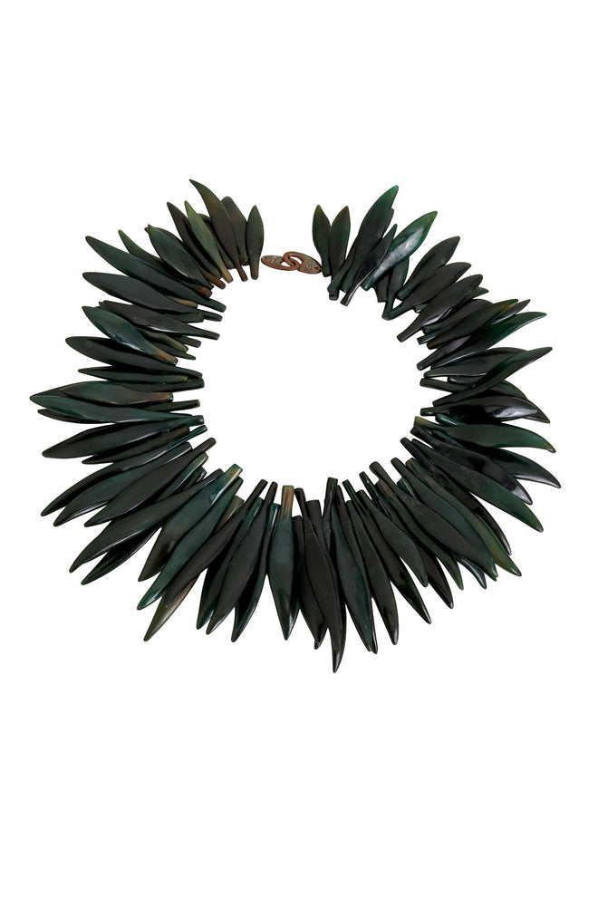 Green Resin Leaf Spike Collar by Monies @ Recess LA