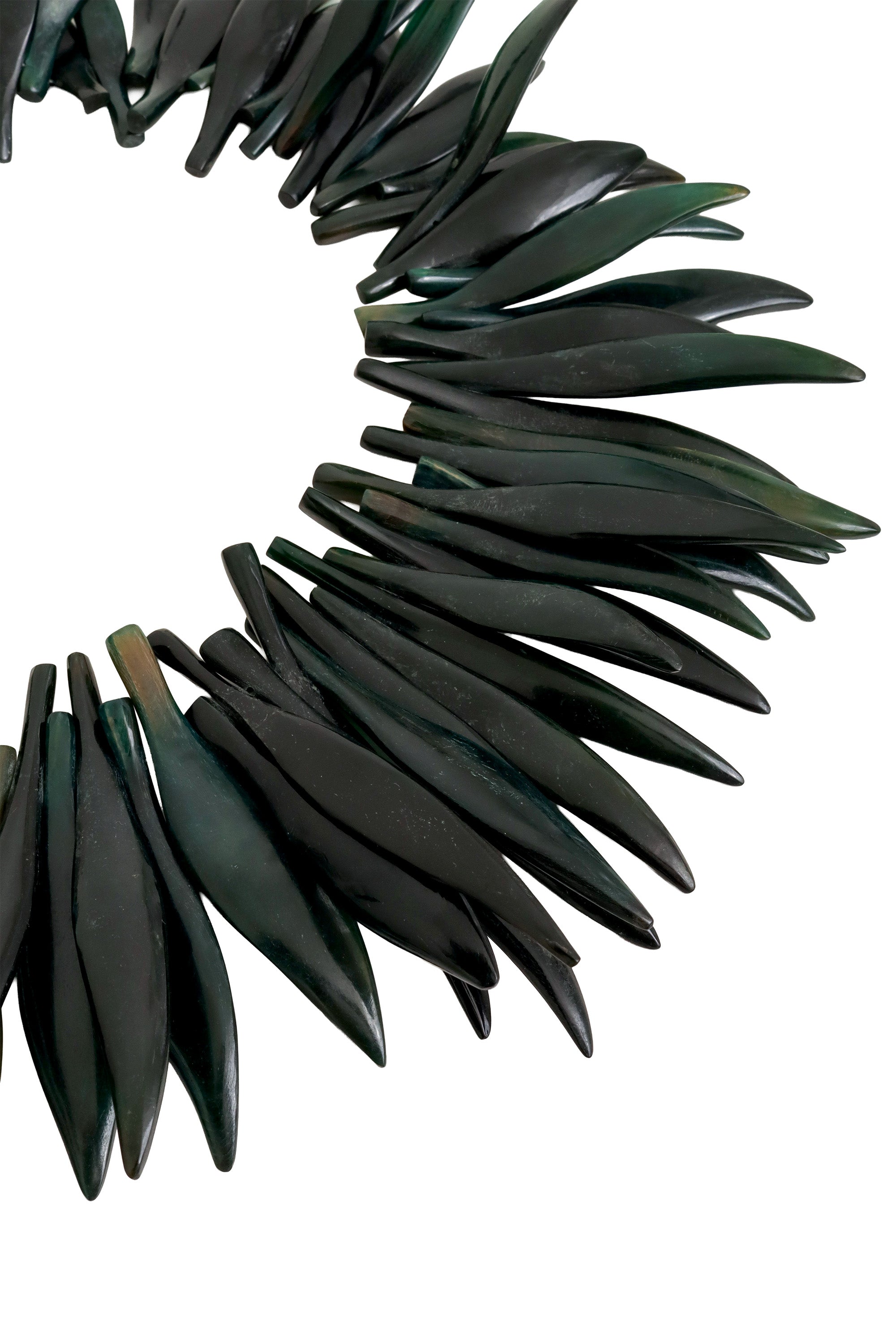 Green Resin Leaf Spike Collar by Monies close @ Recess LA
