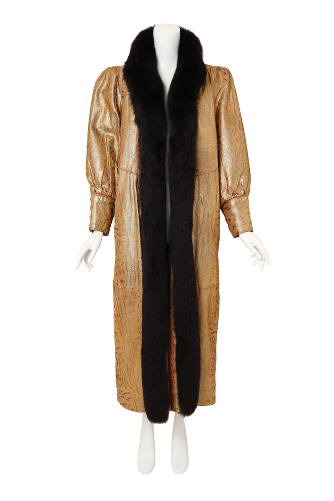 Vintage Giorgio Di Sant'Angelo Metallic Leather Animal Maxi Coat on mannequin @ Recess LA
