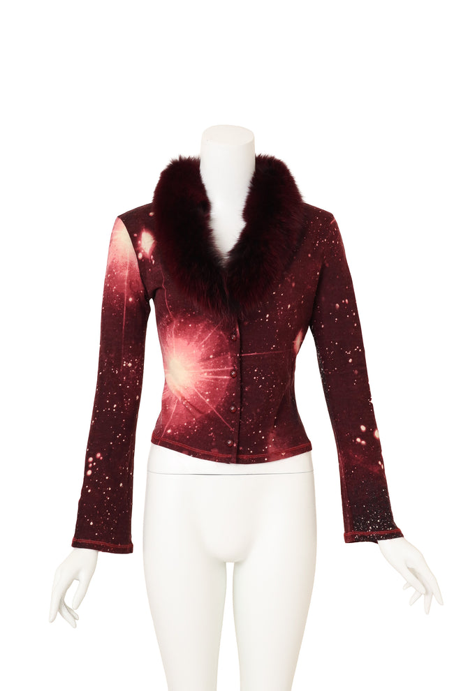 Vintage Roberto Cavalli Cosmic Fur Collar Cardigan @ Recess LA 