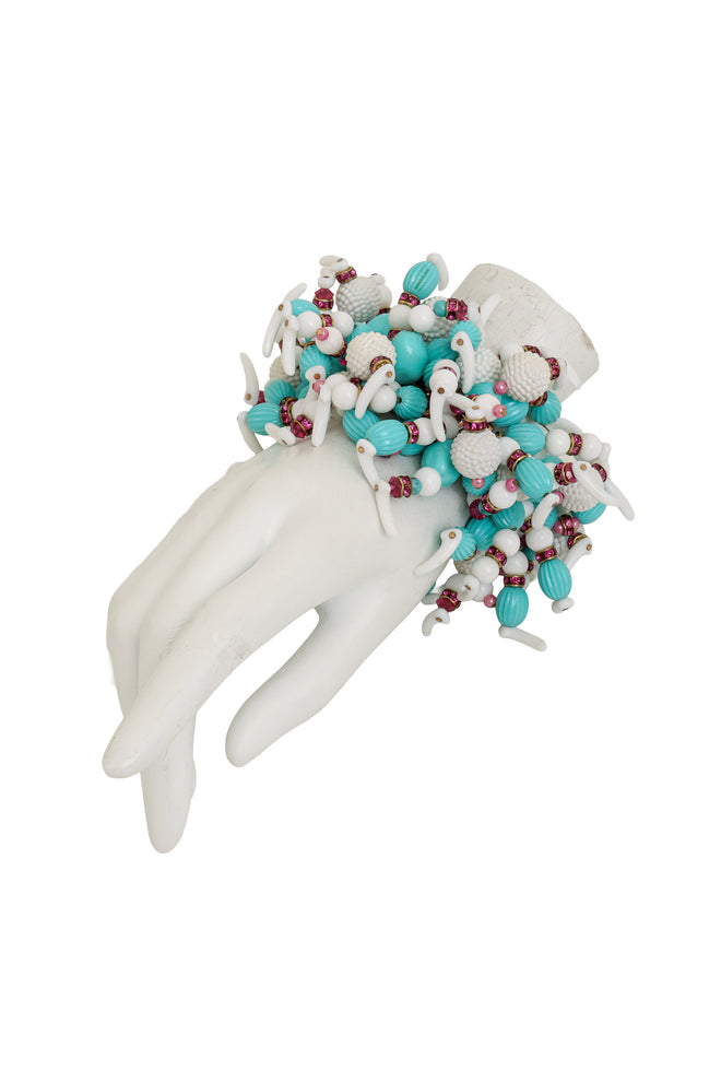 Coral Bead Cluster Bracelet on mannequin @ Recess LA