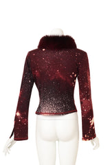 Vintage Roberto Cavalli Cosmic Fur Collar Cardigan back @ Recess LA 