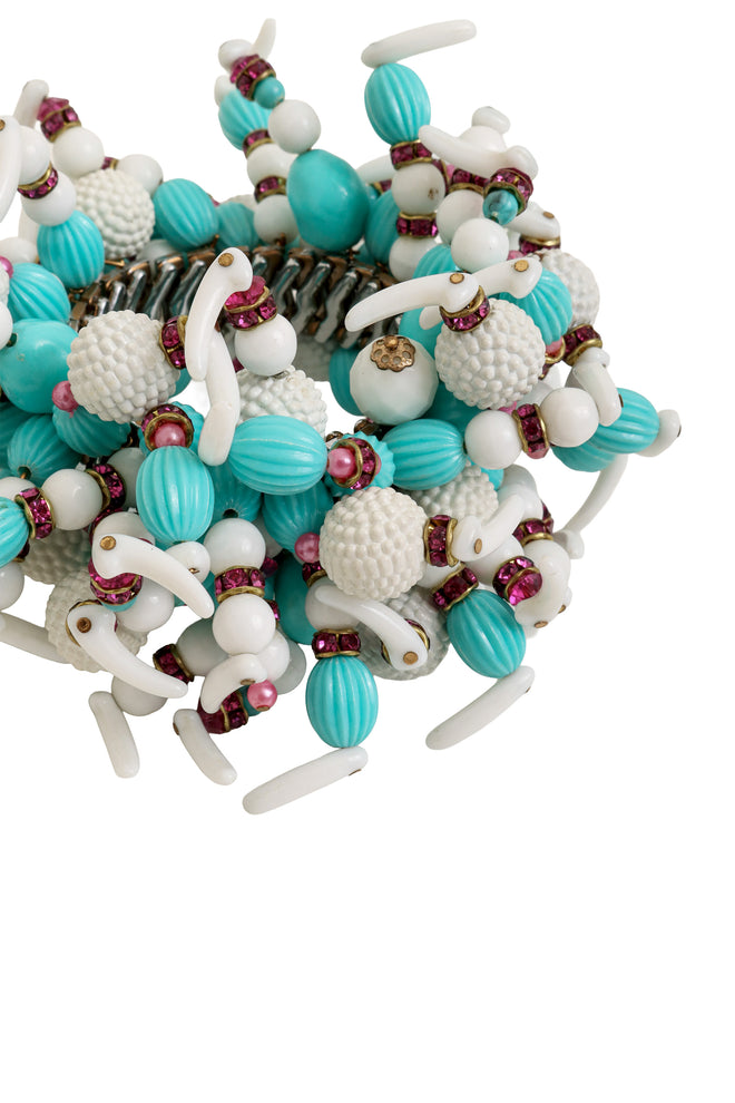 Coral Bead Cluster Bracelet close @ Recess LA