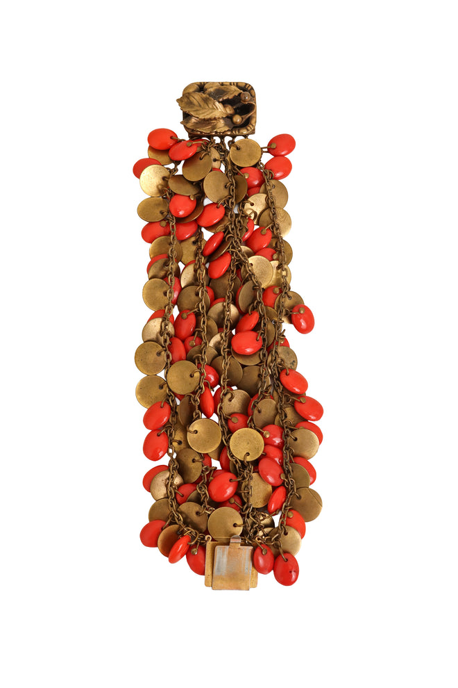 Coral Coin Leaf Clasp Bracelet straight @ Recess LA
