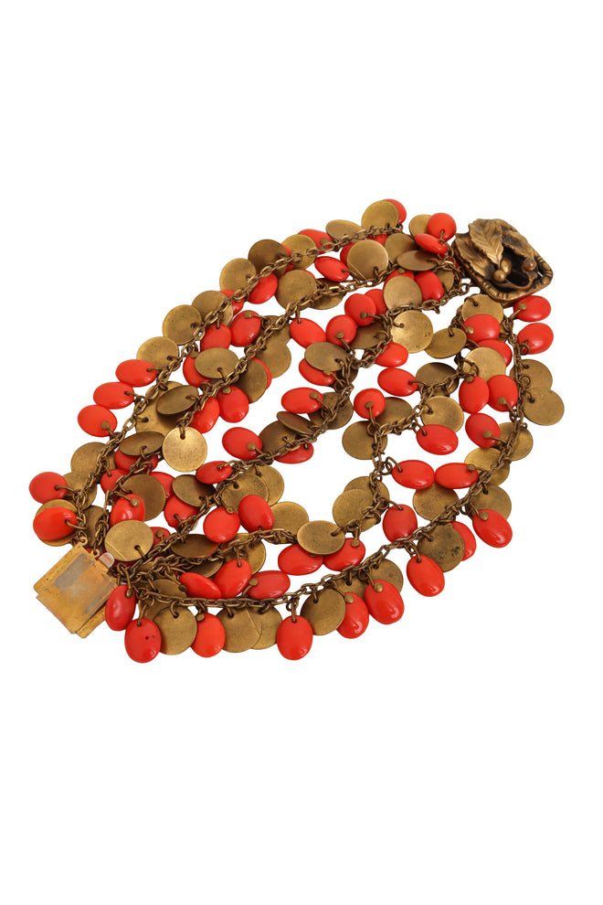 Coral Coin Leaf Clasp Bracelet @ Recess LA