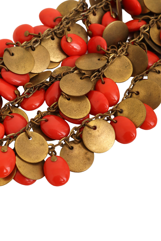 Coral Coin Leaf Clasp Bracelet close @ Recess LA