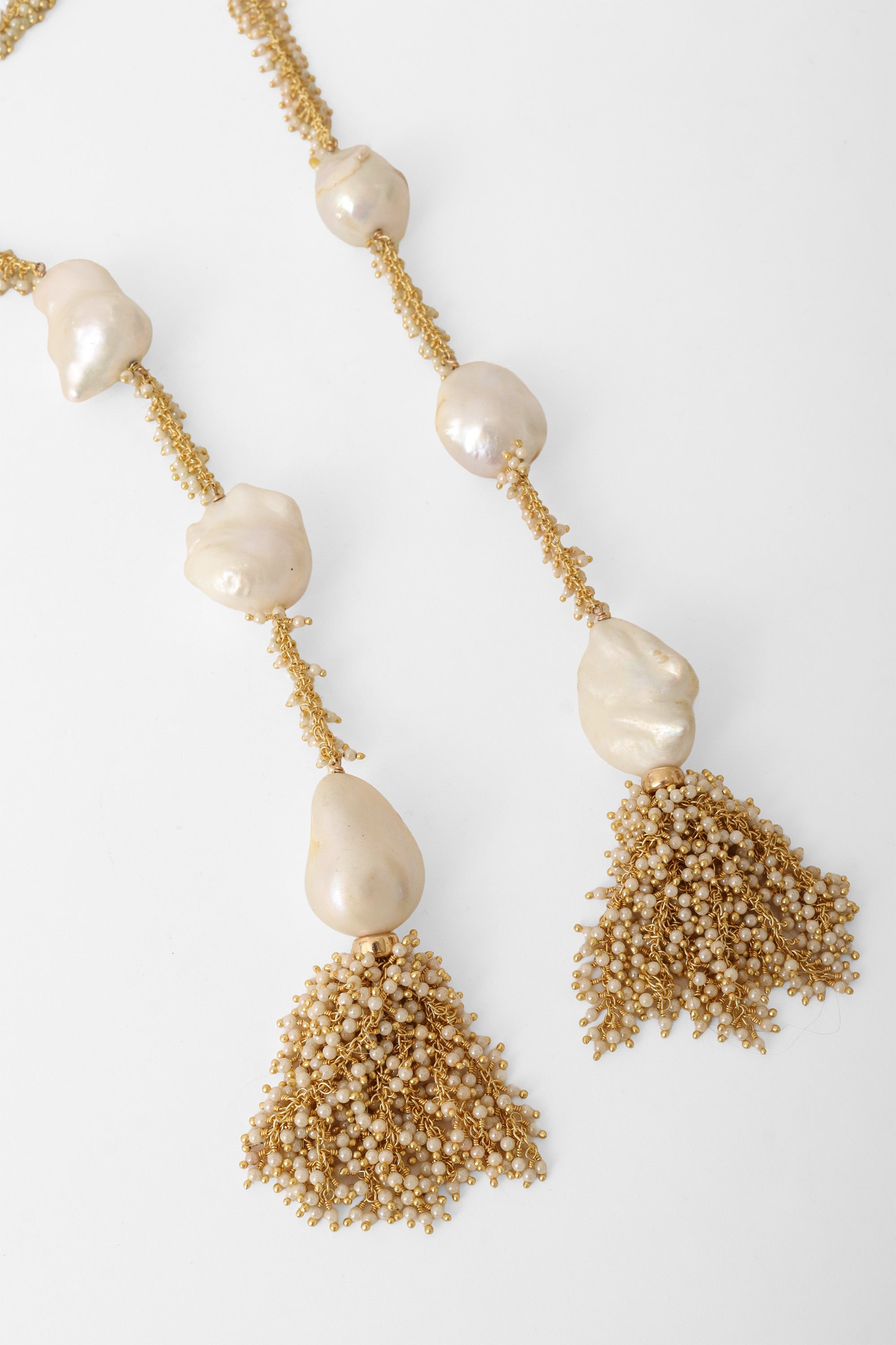 pearl cluster chain lariat necklace ends @ Recess LA