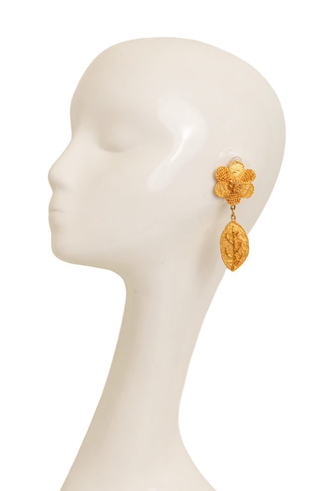 Beaded Floral Leaf Earrings by Todd Oldham on mannequin @ Recess LA