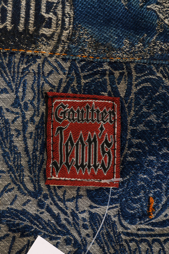 Vintage Jean Paul Gaultier Jacquard Dragon Jacket on mannequin back tag @ Recess LA
