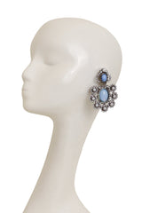 floral Cabochon Cluster Earrings by Moans on mannequin @ Recess LA