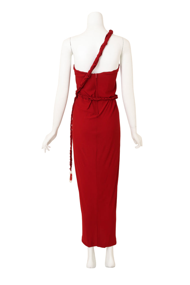 Vintage Jean Paul Gaultier Braided Wrap Column Dress on mannequin back @ Recess LA