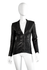 Vintage Jean Paul Gaultier Femme Leather Corset Jacket front on mannequin @recess la