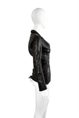 Vintage Jean Paul Gaultier Femme Leather Corset Jacket side on mannequin @recess la