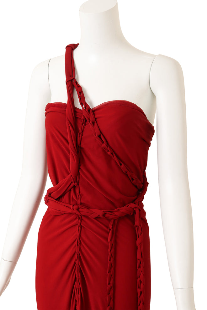 Vintage Jean Paul Gaultier Braided Wrap Column Dress on mannequin close @ Recess LA