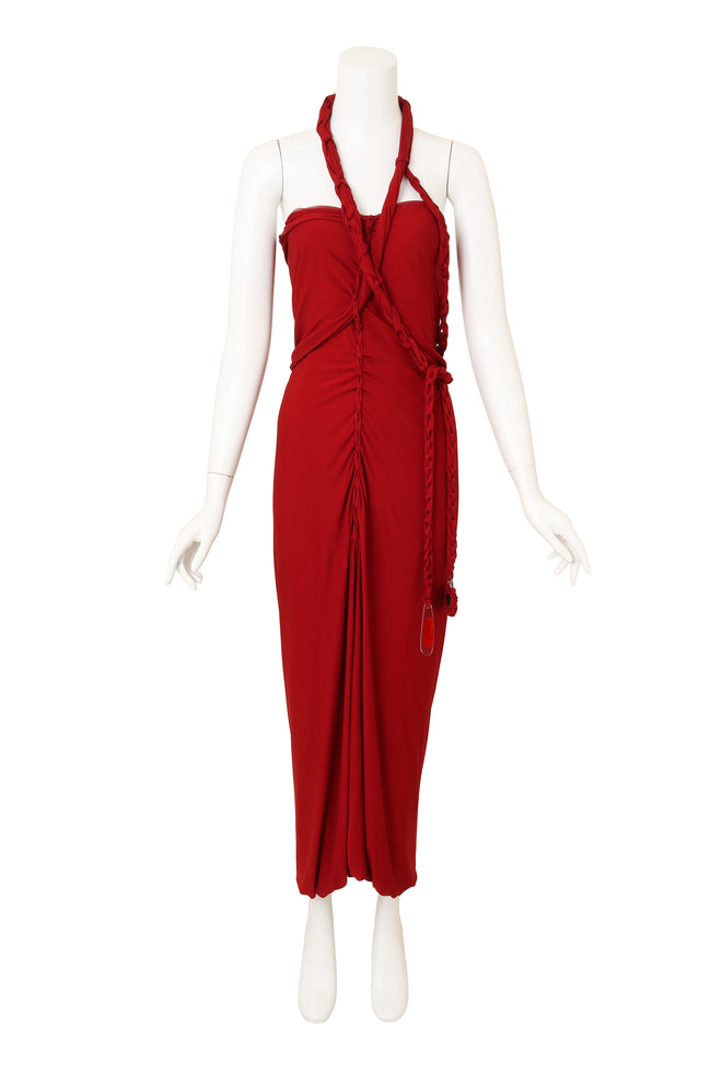 Vintage Jean Paul Gaultier Braided Wrap Column Dress on mannequin @ Recess LA