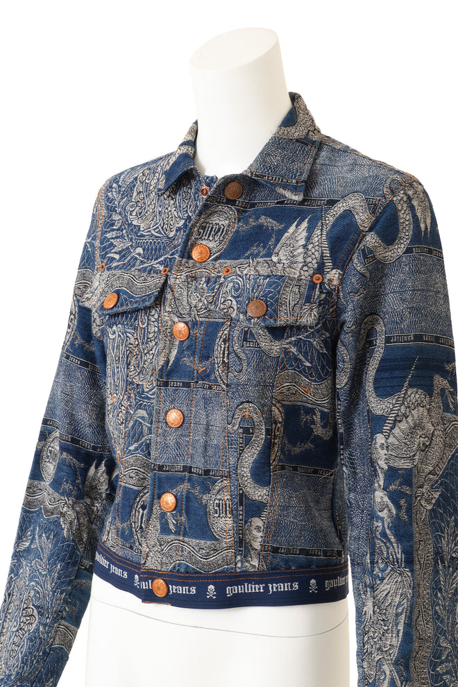 Vintage Jean Paul Gaultier Jacquard Dragon Jacket on mannequin close @ Recess LA