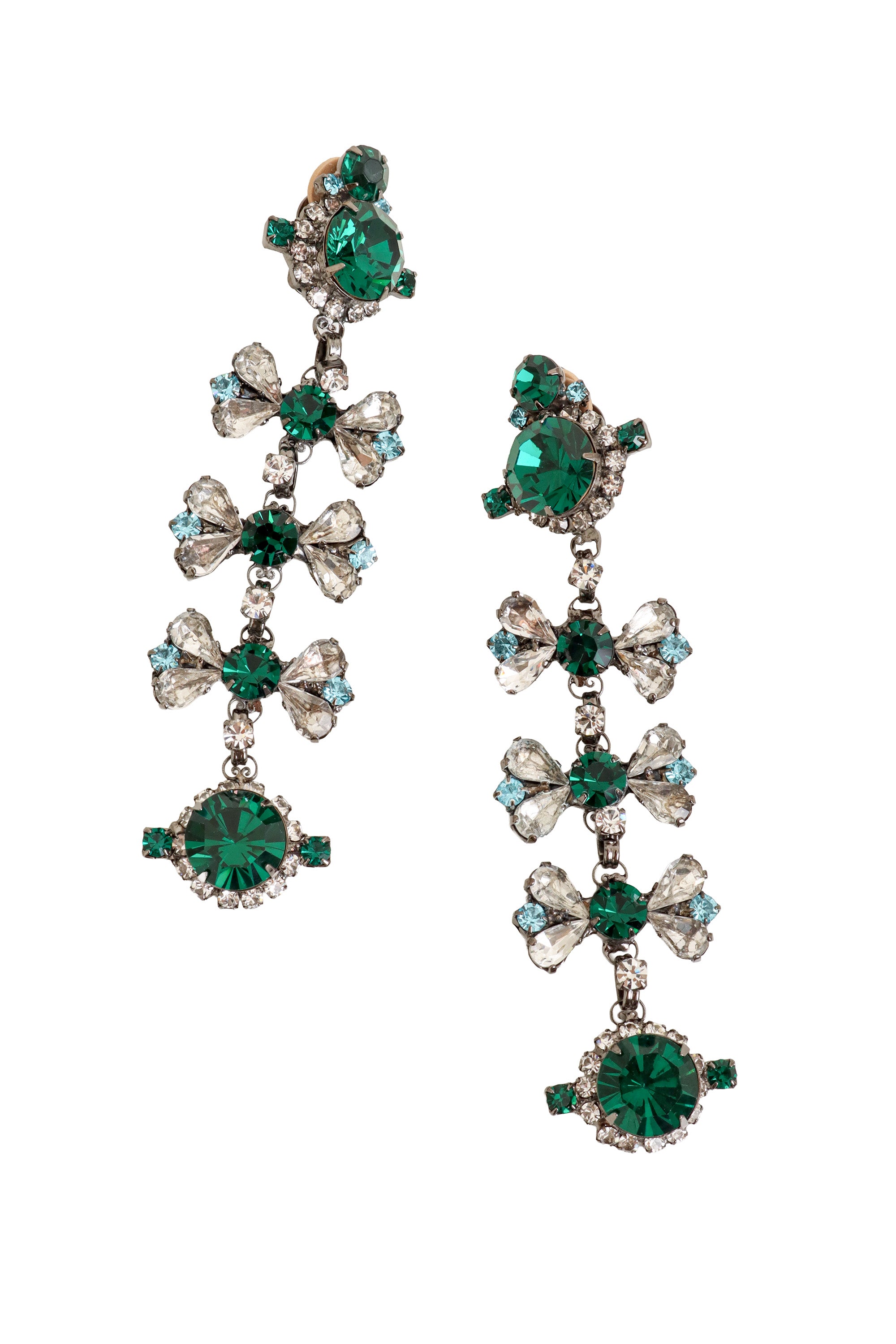 Crystal Bow Cascade Earrings by Moans close  @ Recess LA