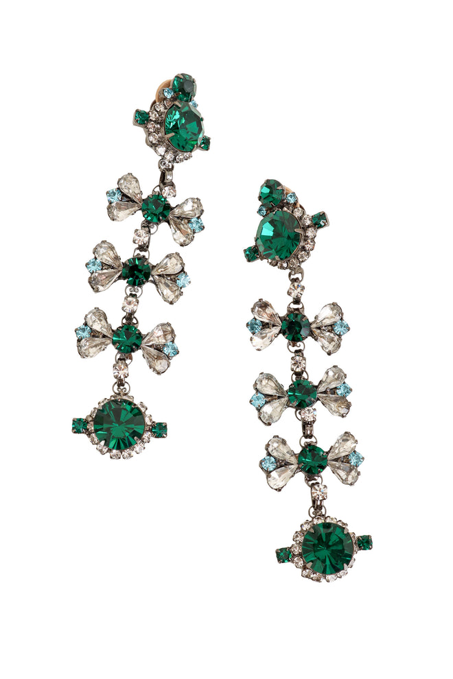 Crystal Bow Cascade Earrings by Moans close  @ Recess LA