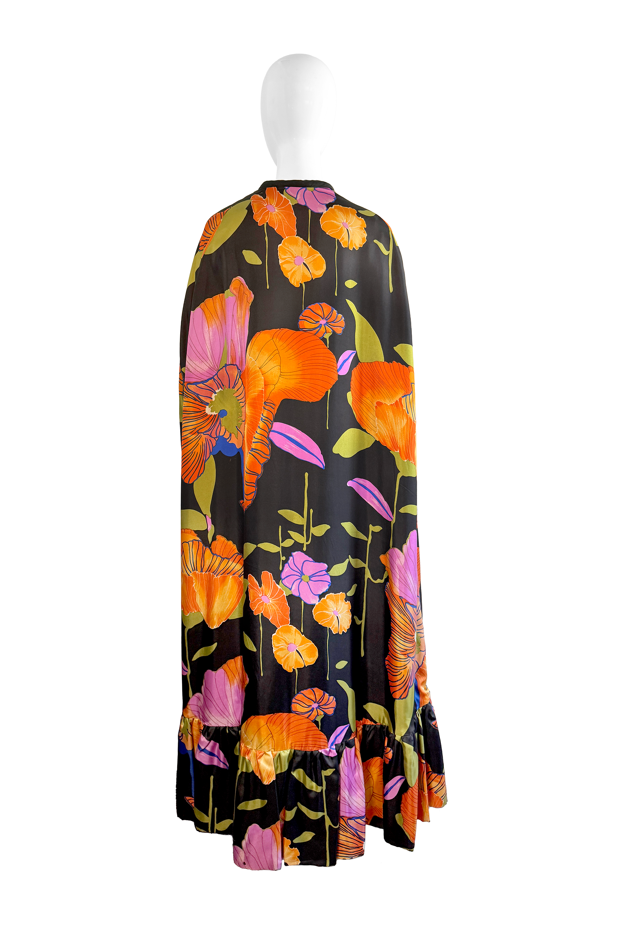 Vintage Silk Floral Cape back on mannequin @recess la