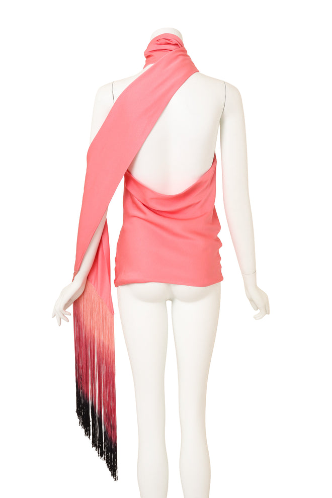 Alexander McQueen Fringe Halter Wrap Top on mannequin back @ Recess LA