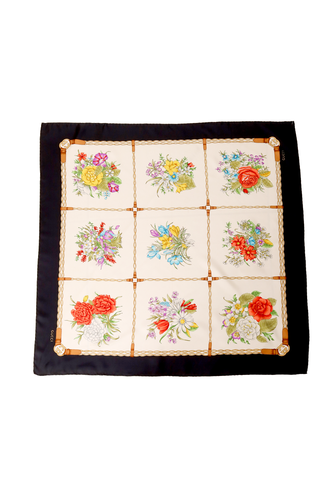 Floral Bouquet Braided Belt Silk Scarf @ Recess LA