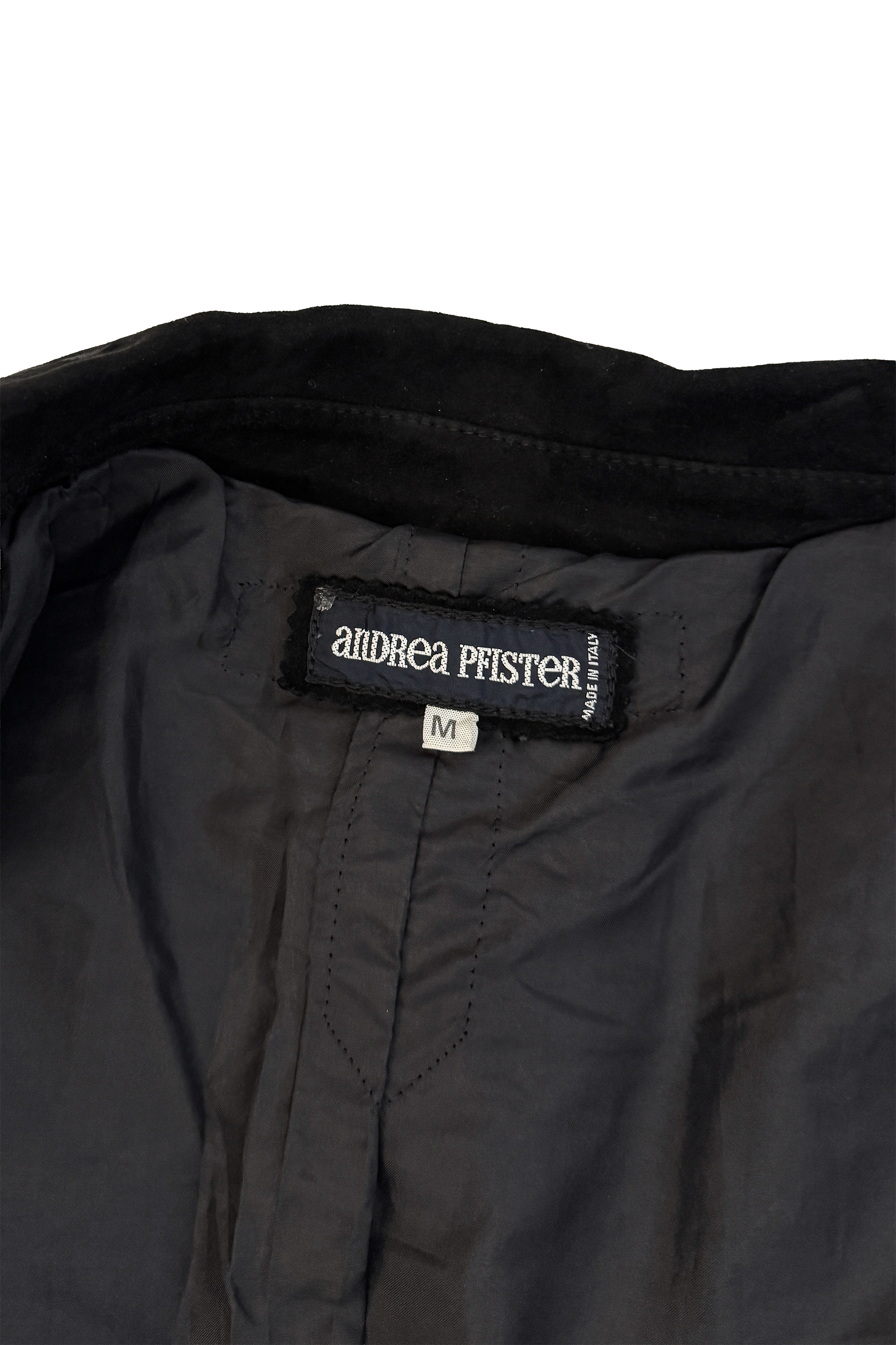 Vintage Andrea Pfister Suede Bow Jacket label @recess la