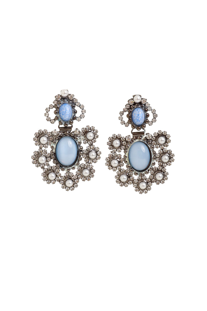 floral Cabochon Cluster Earrings by Moans @ Recess LA