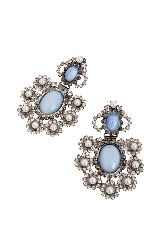 floral Cabochon Cluster Earrings by Moans close @ Recess LA