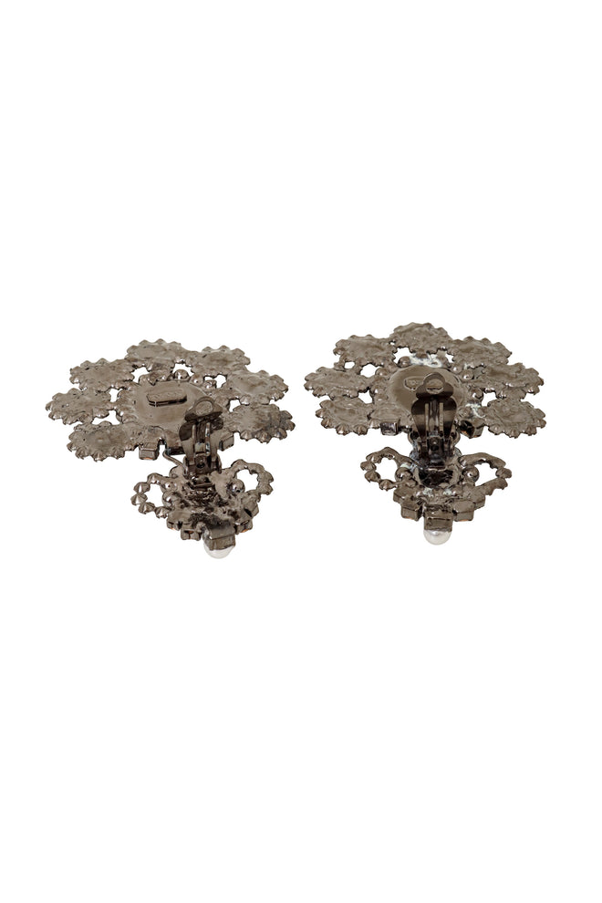floral Cabochon Cluster Earrings by Moans backs open @ Recess LA