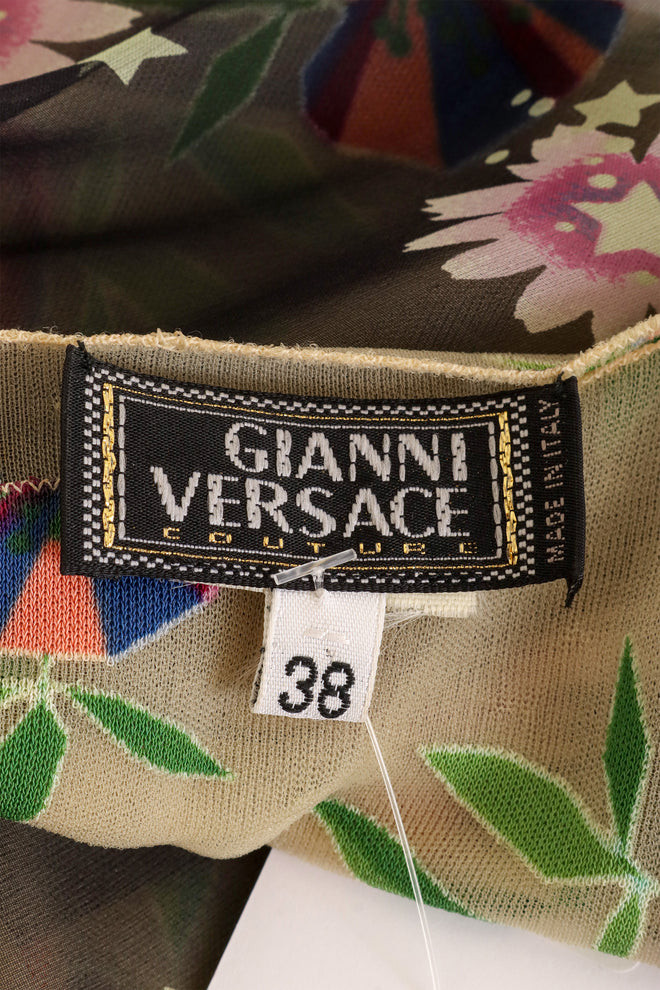 Vintage Gianni Versace Layered Mesh Floral Dress label @ Recess LA
