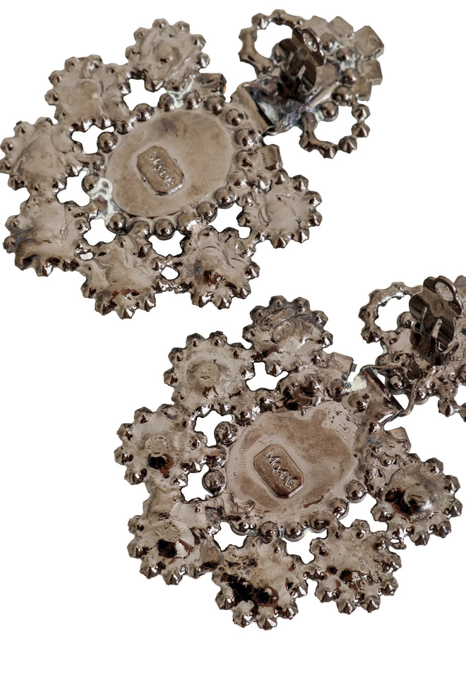floral Cabochon Cluster Earrings by Moans backs @ Recess LA