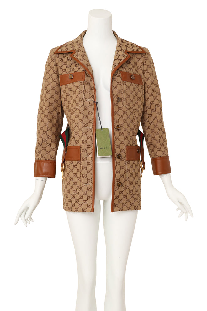monogram safari jacket by Gucci on mannequin open @ Recess LA