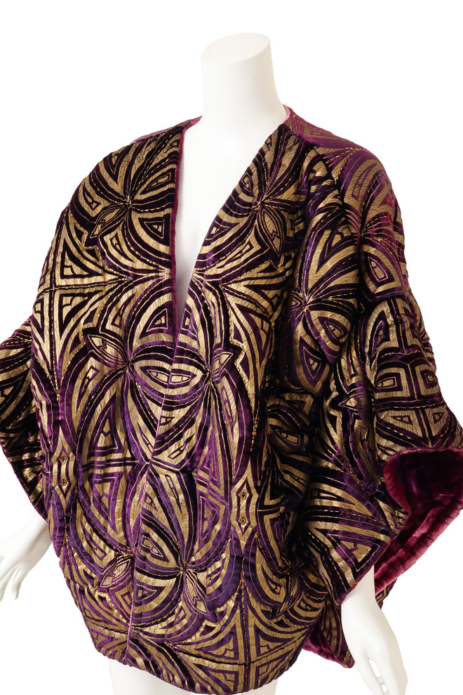 Vintage Charles Patricia Lester Metallic Devoré Velvet Cocoon Jacket on mannequin close @ Recess LA