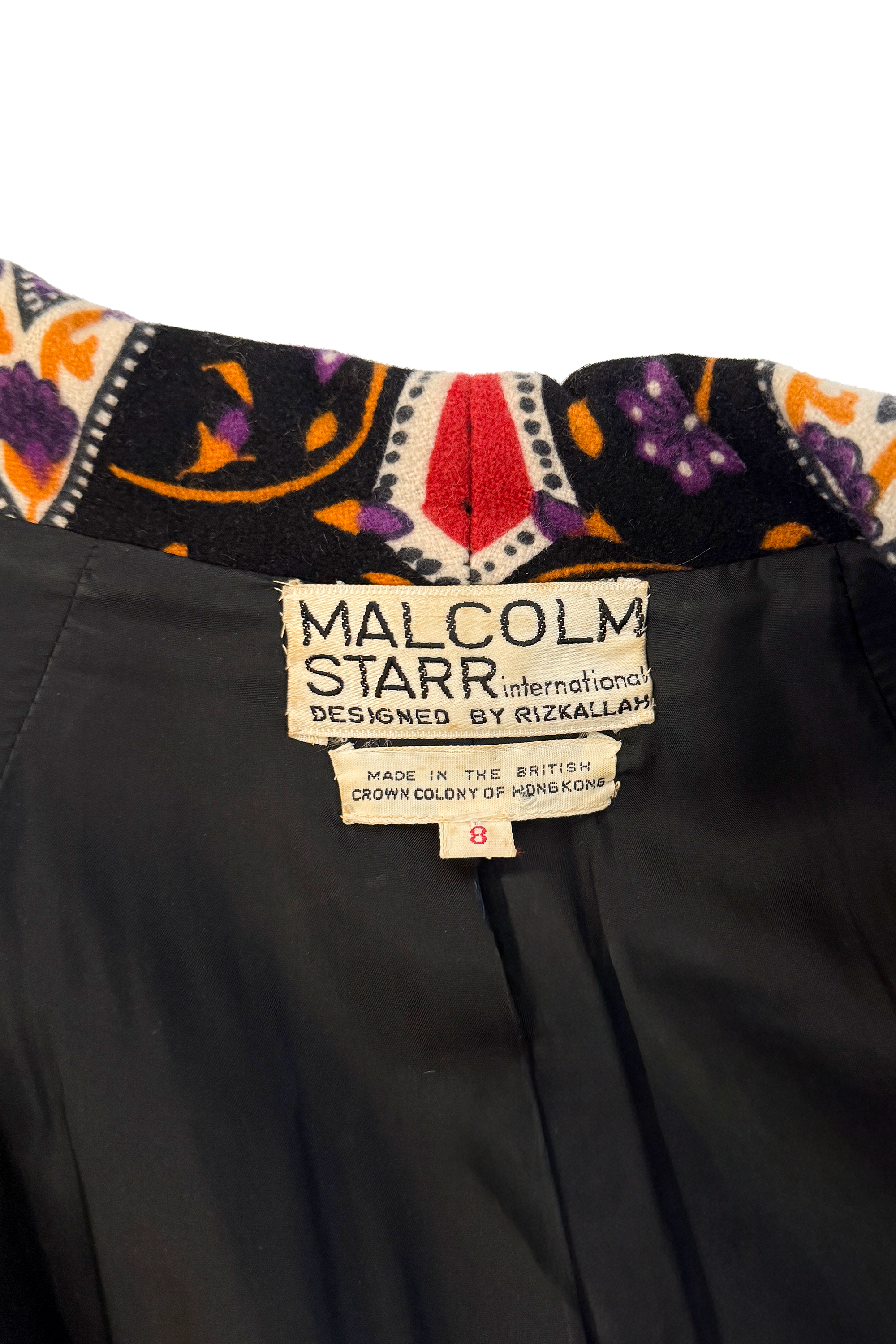 Vintage Malcolm Starr Ethnic Zip-Up Coat label @recess la
