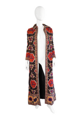Vintage Malcolm Starr Ethnic Zip-Up Coat front on mannequin open @recess la