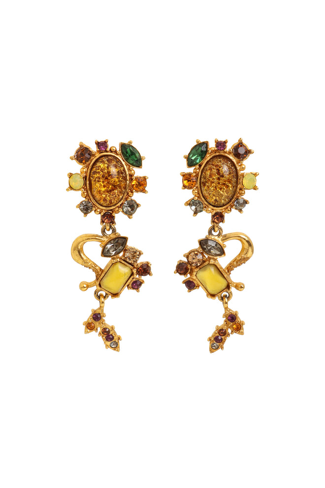 Jeweled Scroll Drop Earrings by Christian Lacroix @ Recess LA