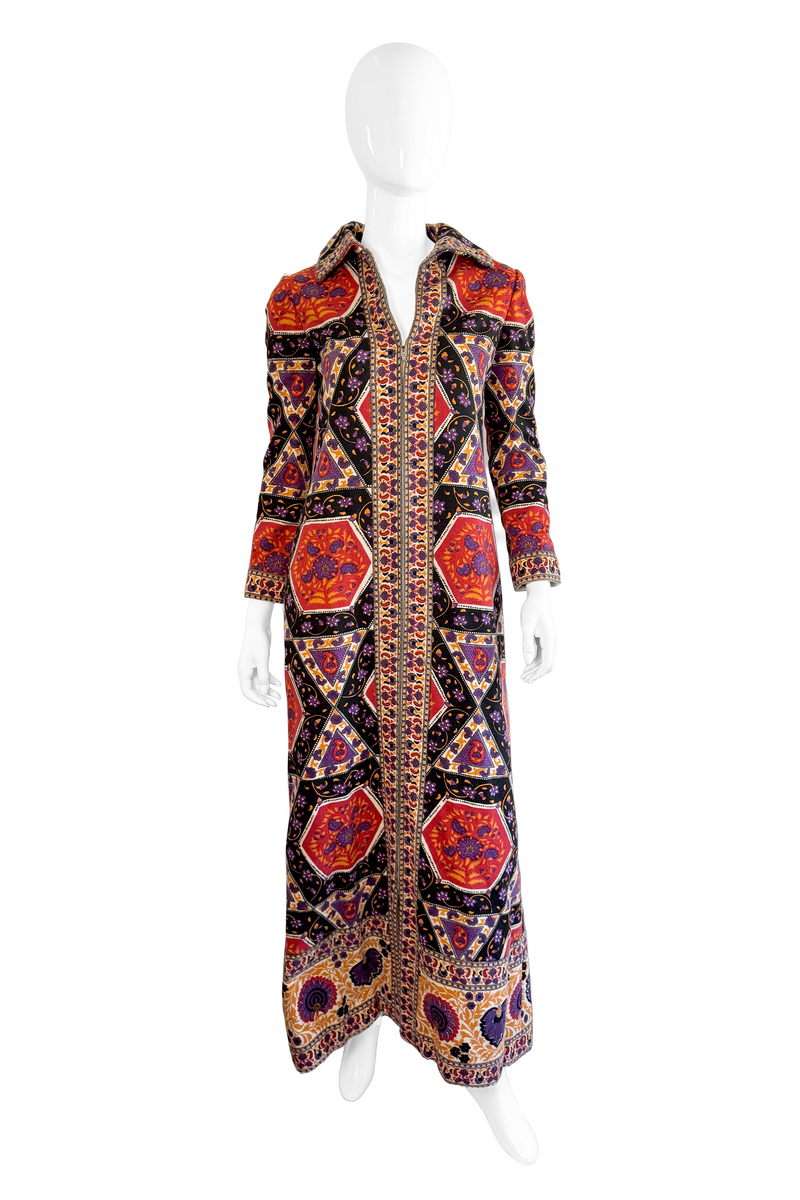 Vintage Malcolm Starr Ethnic Zip-Up Coat front on mannequin @recess la