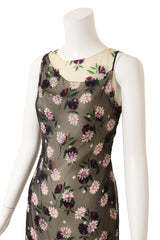 Vintage Gianni Versace Layered Mesh Floral Dress on mannequin close @ Recess LA