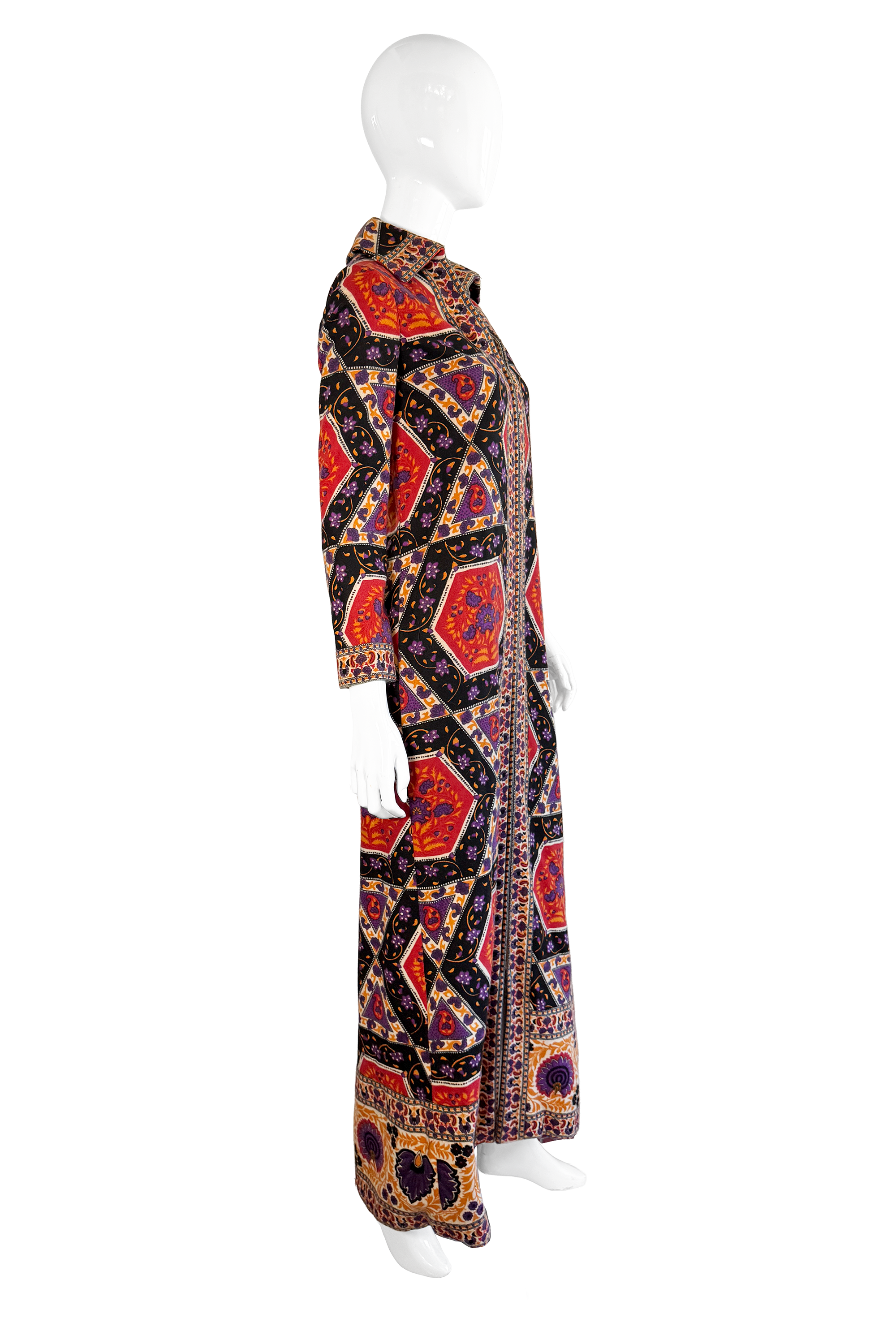 Vintage Malcolm Starr Ethnic Zip-Up Coat side on mannequin @recess la