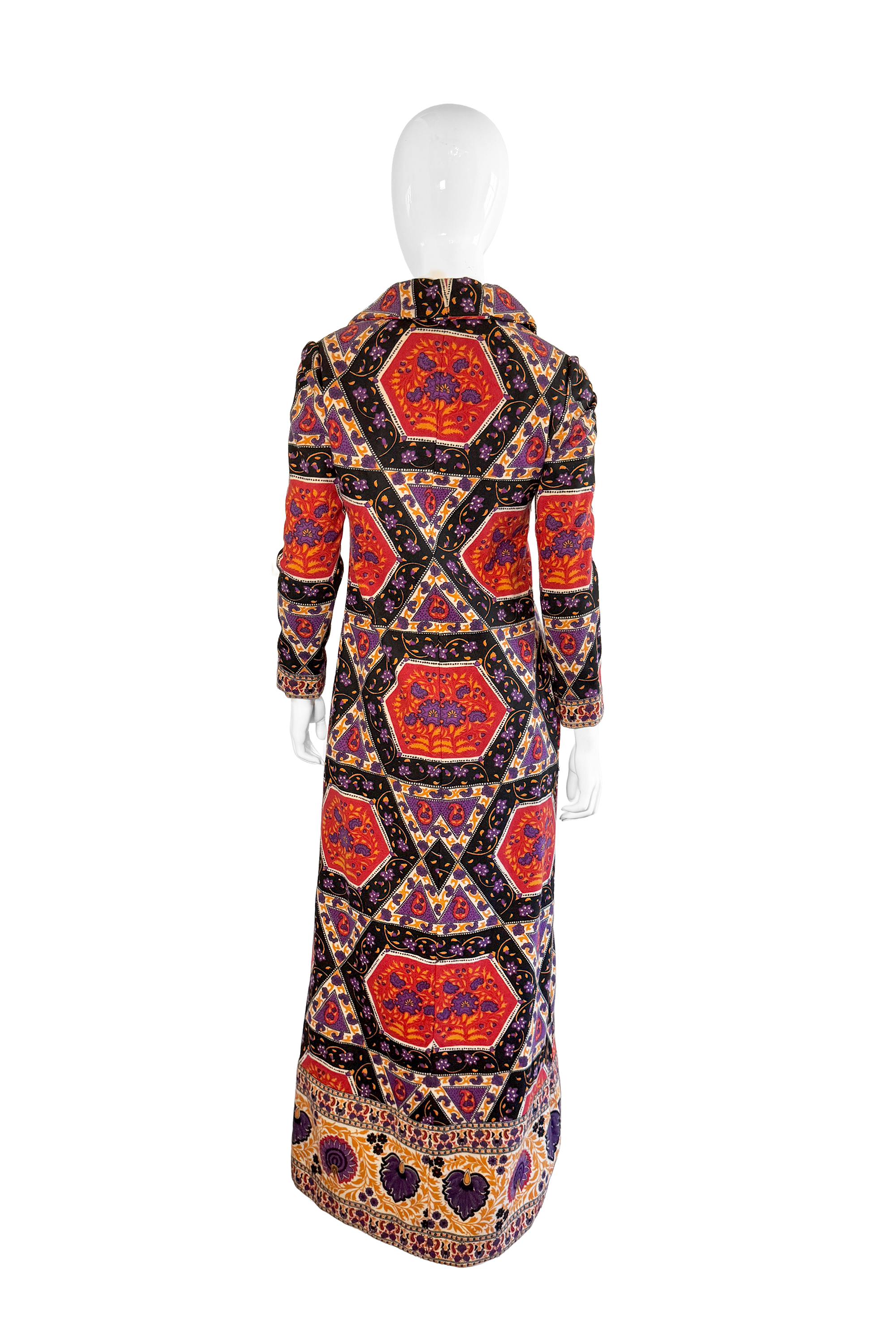 Vintage Malcolm Starr Ethnic Zip-Up Coat back on mannequin @recess la