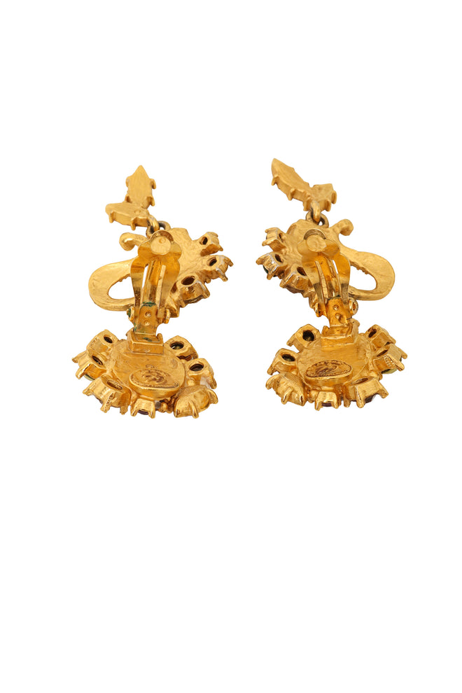Jeweled Scroll Drop Earrings by Christian Lacroix backs open @ Recess LA