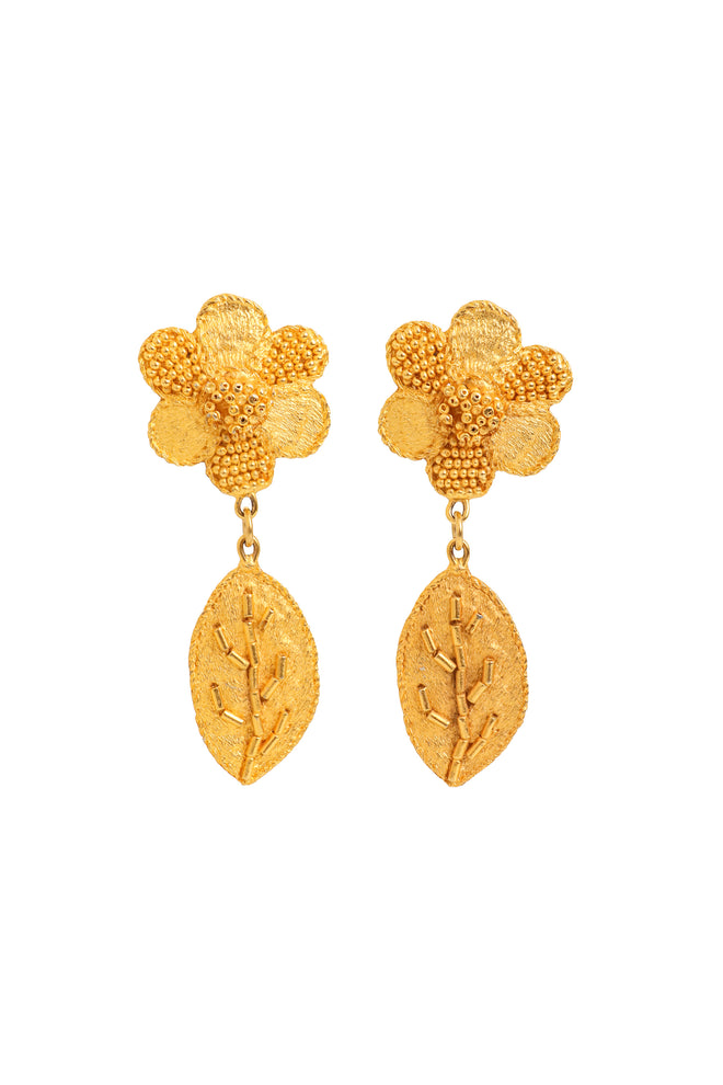 Beaded Floral Leaf Earrings by Todd Oldham @ Recess LA